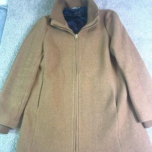 J Crew Italian Stadium Lodge Italian Wool Camel Coat 8 Acorn Quilted lining